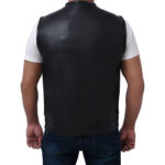 Men's Black Leather Vest with Chest Pocket and Sleek Zipper Closure - Image 2