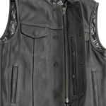 Men's Black Leather Motorcycle Vest – Club Style Biker Jacket - Image 4