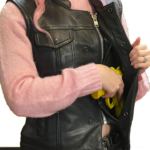 Women's Concealed Carry Black Leather Vest - Image 2