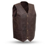 Men’s Brown Formal Leather Vest – Western Cut