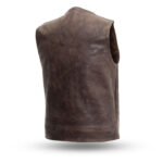 Men’s Brown Formal Leather Vest – Western Cut - Image 2