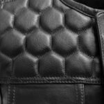 Men's Black Quilted Motorcycle Leather Vest with Front Zipper Closure - Image 3