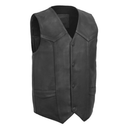Men’s Classic Black Formal Leather Vest – Western Style