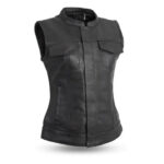 Women's Concealed Carry Black Leather Vest - Image 5