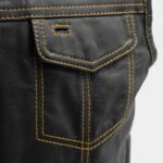 Men’s Black Leather Club Vest with White Stitching - Image 3